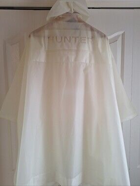 Hunter White Semi-Sheer Rain Poncho with Red Logo (M/L)